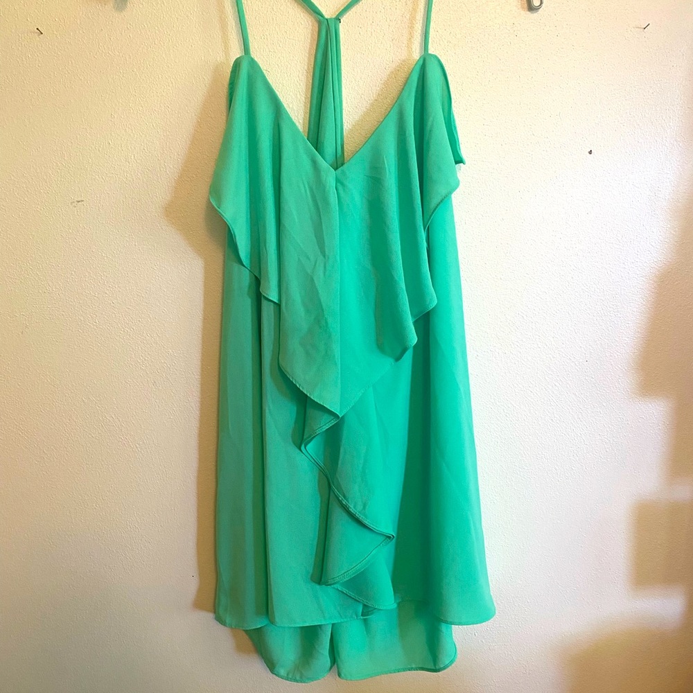 Stunning Seafoam Green Ruffle Shirt. Large
